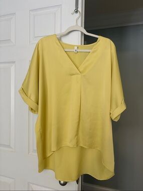 glam Sunshine Yellow V-Neck Blouse